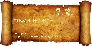 Tibold Milán névjegykártya